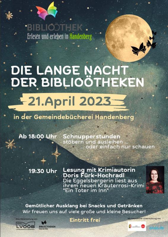 Lange Nacht der Bibliotheken am 21.4.2023 Plakat