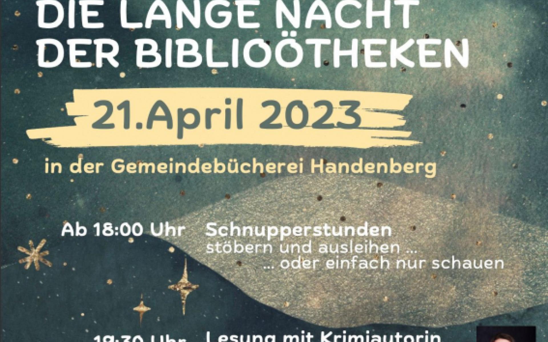 Lange Nacht der Bibliotheken am 21.4.2023 Plakat