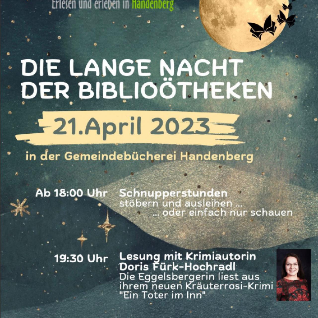 Lange Nacht der Bibliotheken am 21.4.2023 Plakat